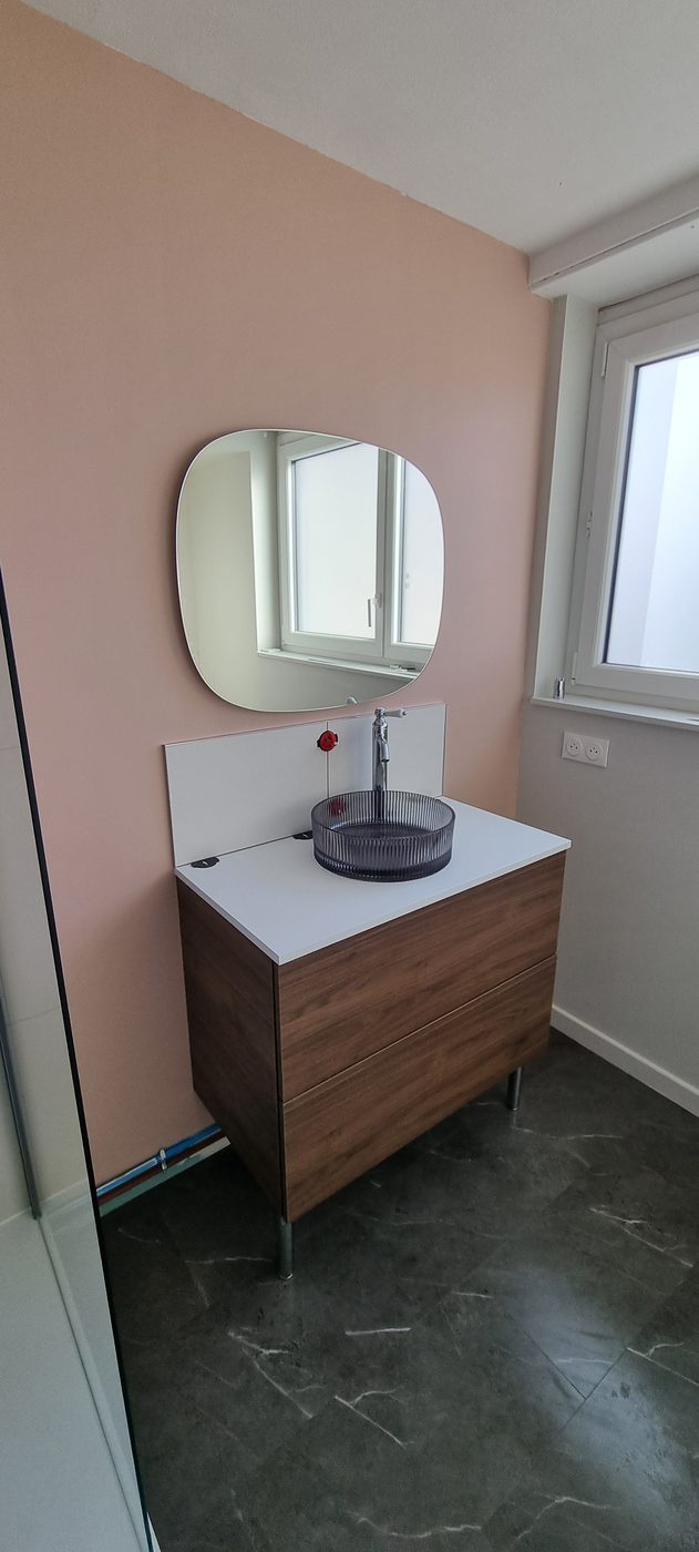 Meuble vasque bois et miroir